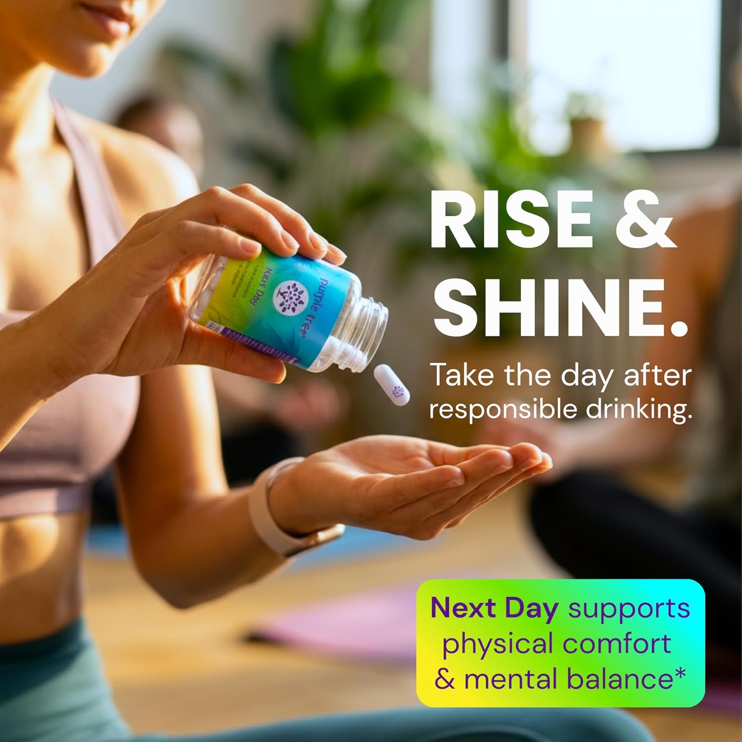 Purple Tree Next Day – Morning Post-Drink Wellness Supplement | Ashwagandha KSM-66, Milk Thistle, Ginger, Peppermint, Electrolytes & Vitamins | 90 Capsules - görsel 2