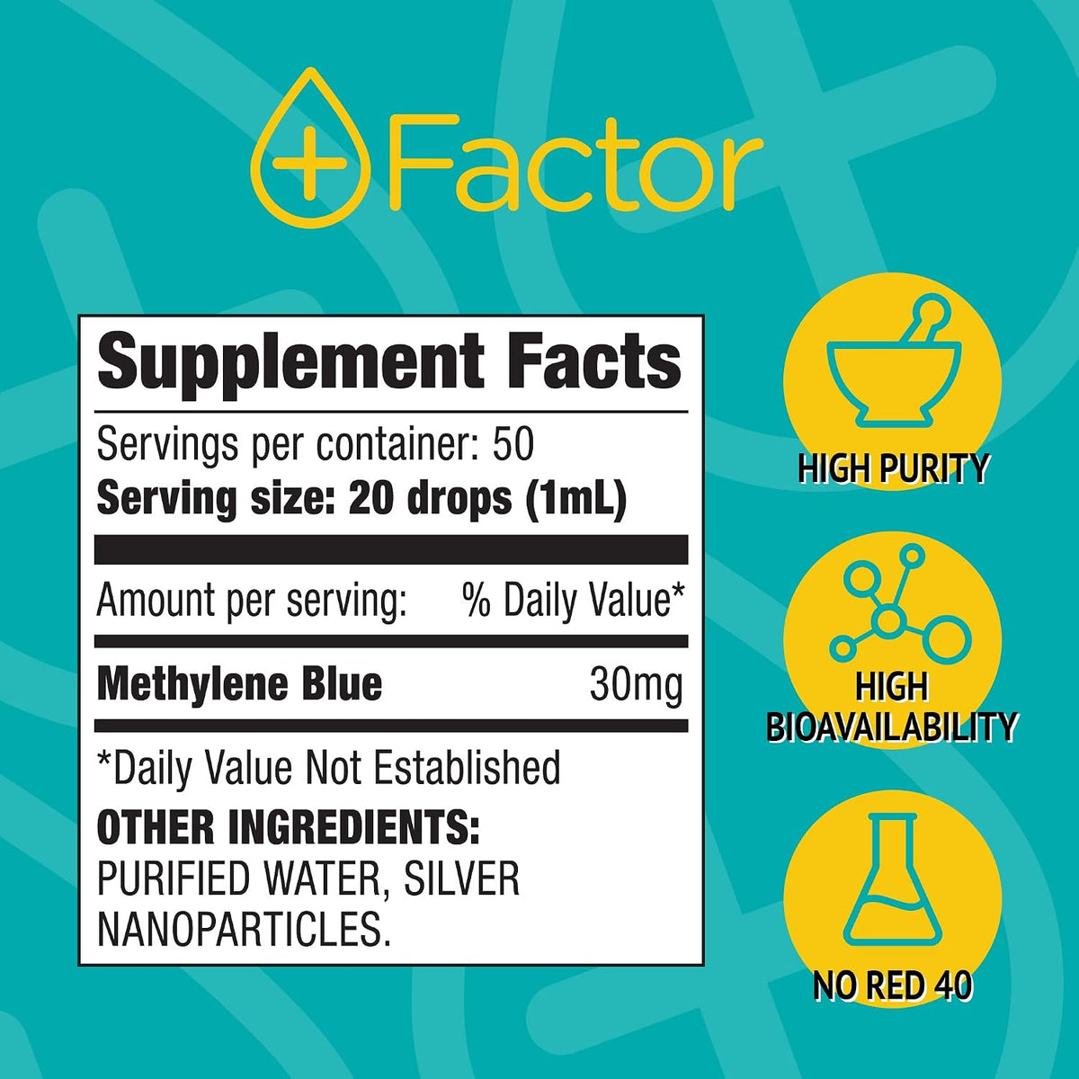 Plus Factor Cellular Boost Complex – 3% USP Grade Methylene Blue & Silver Nano Particles – Brain Focus & Improved Memory – Mitochondria Booster – Boost Oxygen – Produce More Energy - görsel 2