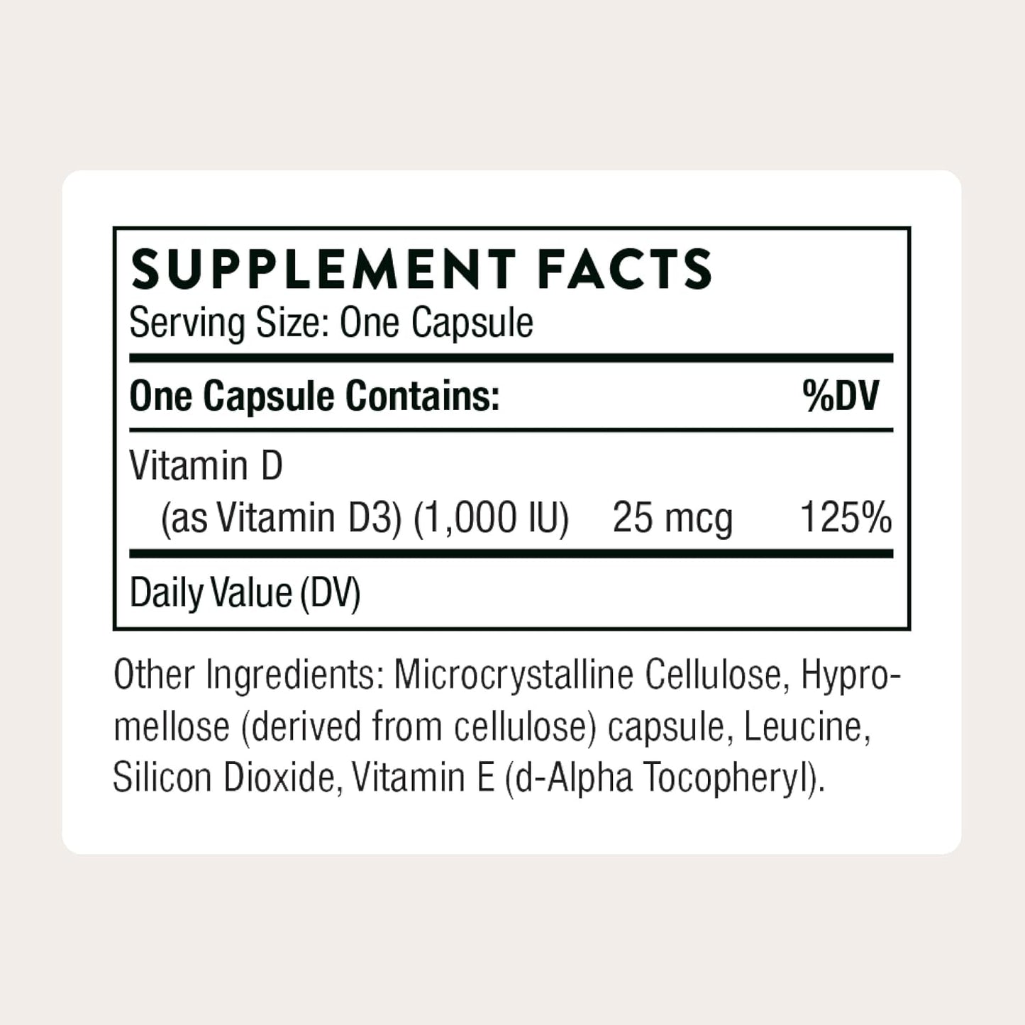 THORNE Vitamin D3 Supplement - 1000 IU - 90 Softgels - görsel 2
