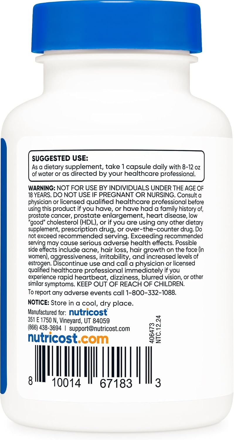 Nutricost DHEA 100mg, 120 Capsules - Gluten-free, Soya Free, Non-GMO - görsel 4