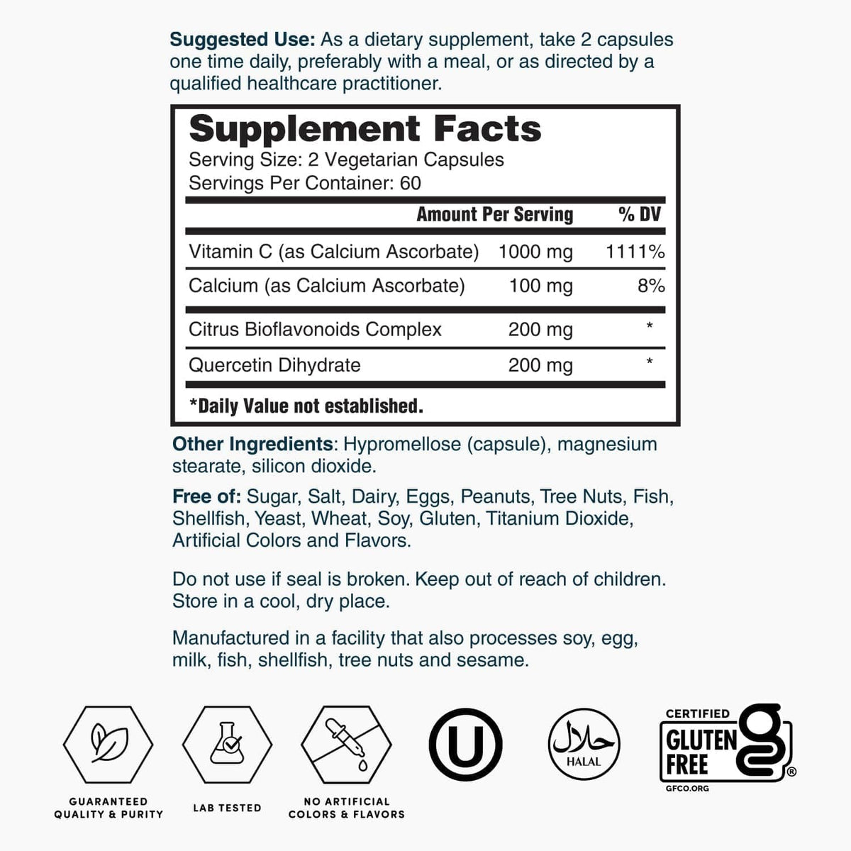 Nature's Lab Gold Super Vitamin C 1000 mg – Non-Acidic, with Bioflavonoids & Quercetin – 120 Capsules - görsel 6