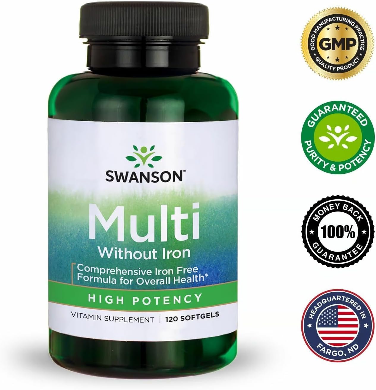 Swanson Multi Without Iron Daily Multivitamin - Complete Mineral and Vitamin Formula (120 Softgels, 2 Pack) - görsel 7