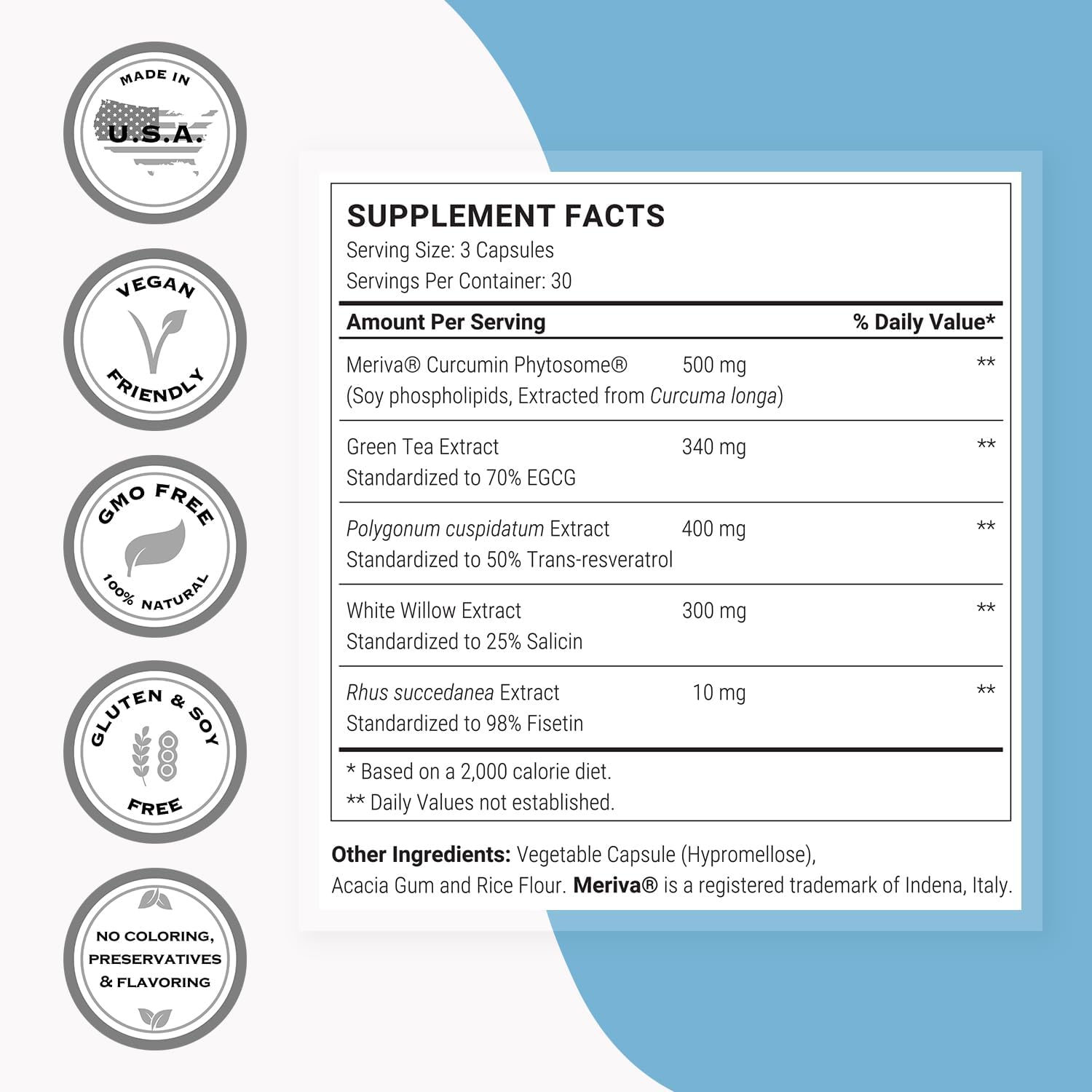 Supersmart Natural Rapalogs (Advanced Formula) – with EGCg, Fisetin, Trans-resveratrol, Salicin, Curcumin Phytosome | Non-GMO & Gluten-free – 90 Vegetarian Capsules - görsel 3