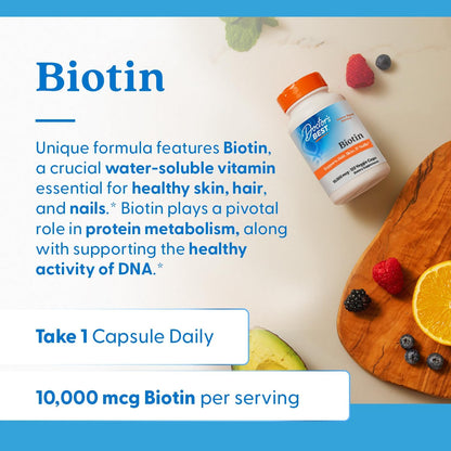 Doctor's Best Biotin 10000 mcg - Hair, Skin & Nails Support - 120 Veg Caps