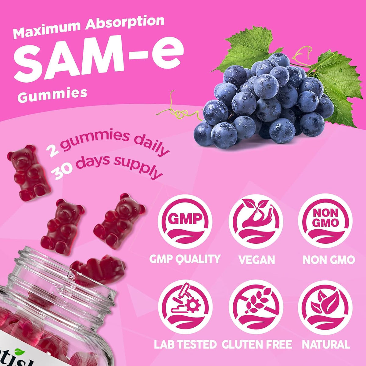 SAM-e with L-Tyrosine Gummies, Methylated B-Vitamin Complex & NAC - 60 Gummies - görsel 7