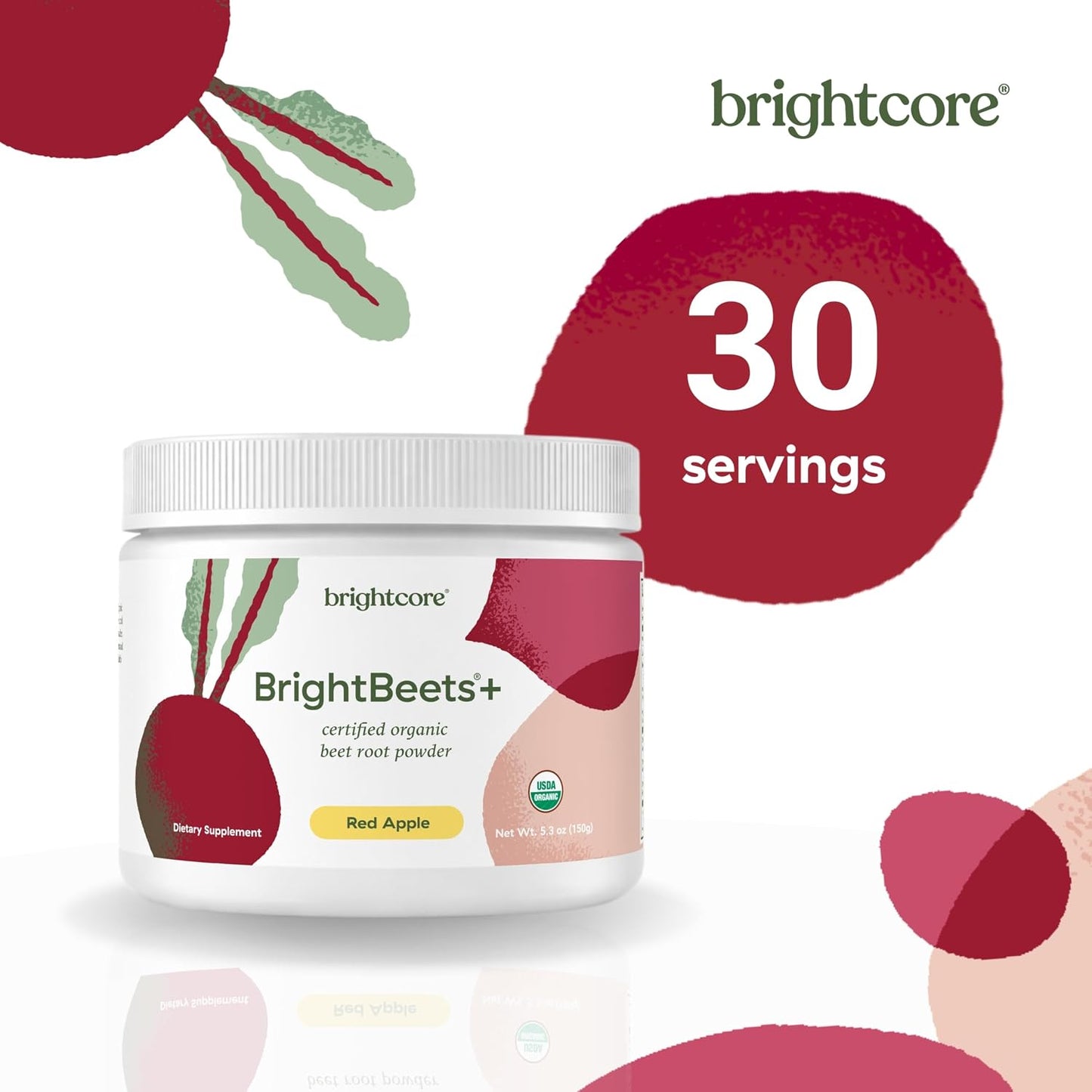 Brightcore Nutrition BrightBeets Beetroot Powder, Red Apple Flavour, 150g, 30 Servings - görsel 7