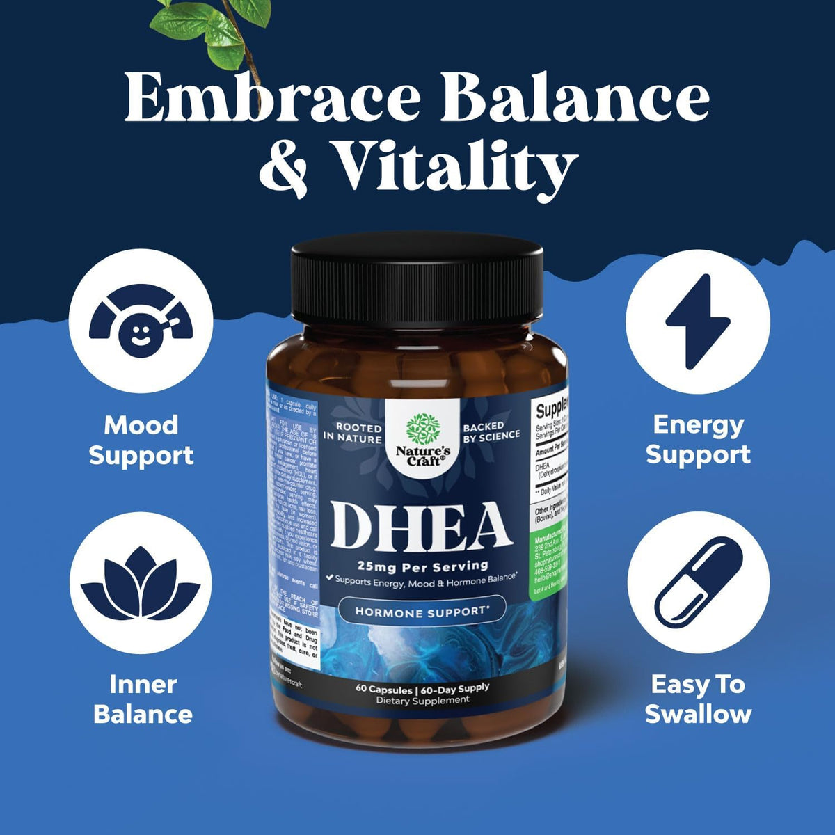 Natures Craft DHEA 25 mg Food Supplement for Women and Men – 60 Capsules - görsel 2