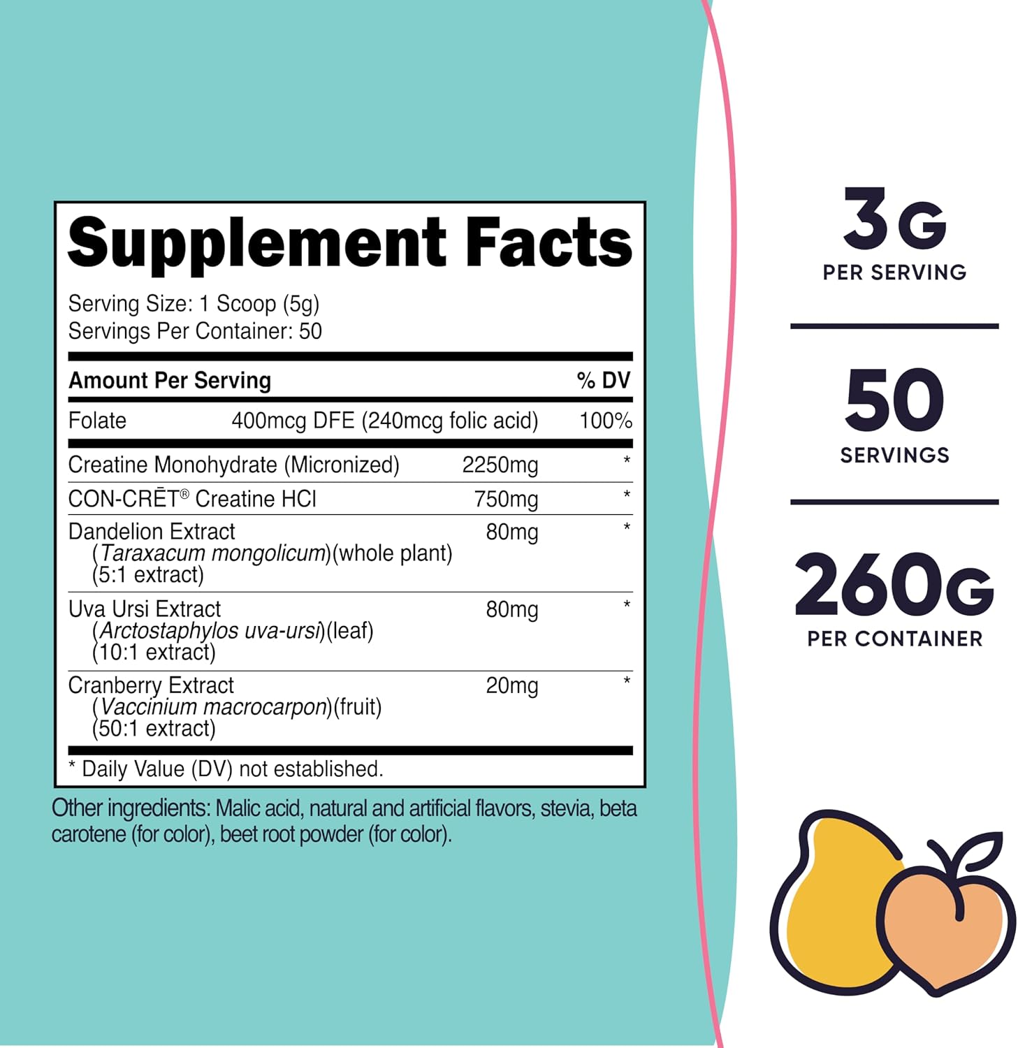 Nutricost Creatine Monohydrate Powder for Women - Peach Mango Flavour, 50 Servings - görsel 2