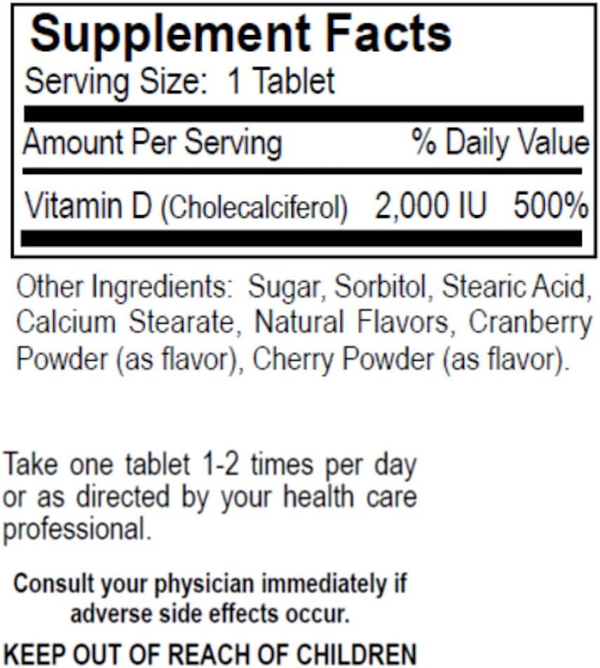 Dialyvite Vitamin D3 Chewable Food Supplement (2,000 IU) - Berry Burst Flavour - 90 Tablets - görsel 3