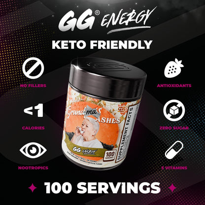 Gamer Supps GG Energy - Grandma's Ashes by Goons (100 Servings) - Keto-Friendly Gaming Energy and Nootropic Blend