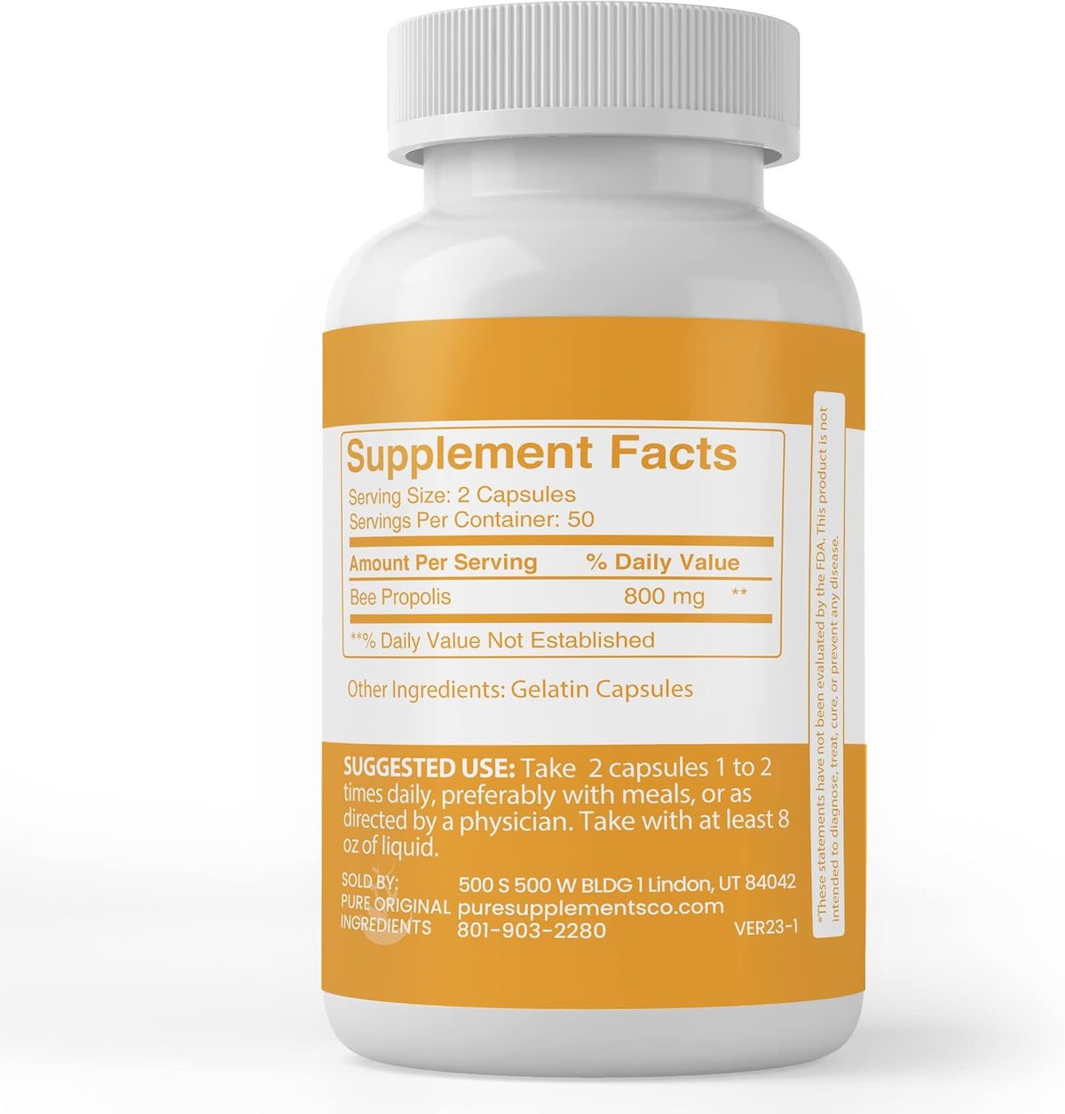 Pure Original Ingredients Bee Propolis (100 Capsules) - Always Pure, No Additives or Fillers - görsel 3