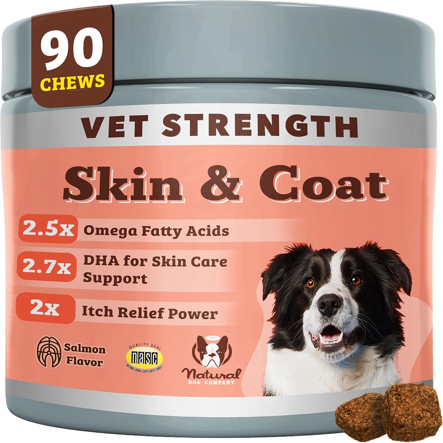 Natural Dog Company Vet Strength Omega Skin & Coat Chews for Dogs – 90 Chews - görsel 1