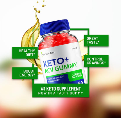 Trim Keto Tonic Keto ACV Gummies (Pack of 2) – Dietary Supplement with Apple Cider Vinegar, B12, Beet Juice & Pomegranate Powder – 120 Gummies