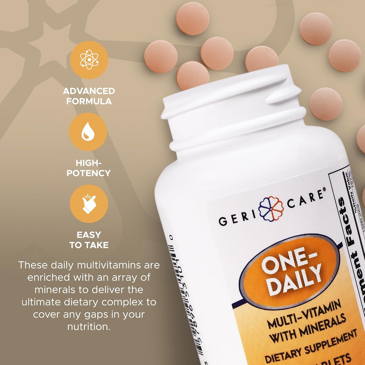 GeriCare One-Daily Multivitamins with Minerals for Men & Women (100 Tablets) - görsel 3