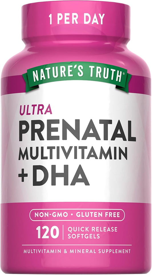 Nature's Truth Prenatal Vitamin for Women | 120 Softgels | Non-GMO & Gluten-free Multivitamin Supplement with DHA and Folic Acid