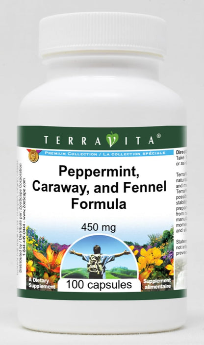 Terravita Peppermint, Caraway & Fennel Formula - 450 mg (100 Capsules, ZIN: 517187)