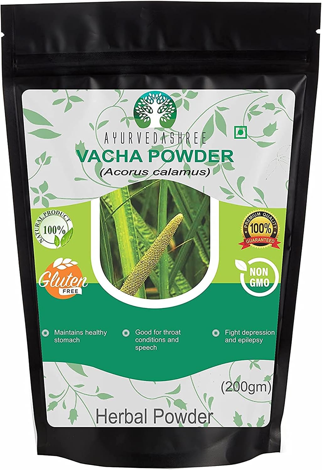 AYURVEDASHREE Calamus Powder (Vacha) - Acorus Calamus Root Powder, 200g - görsel 1