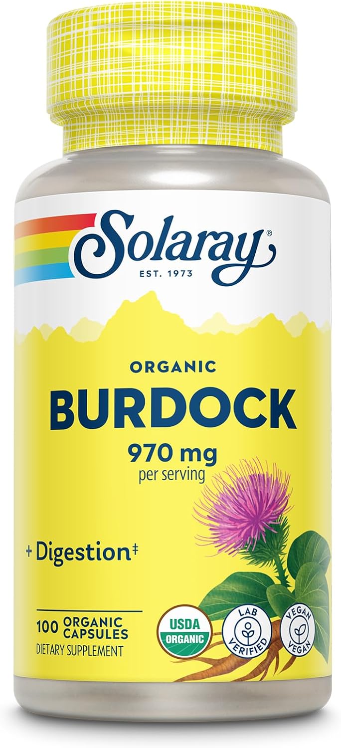 Solaray Organic Burdock Root - 970 mg, 100 Capsules - görsel 1