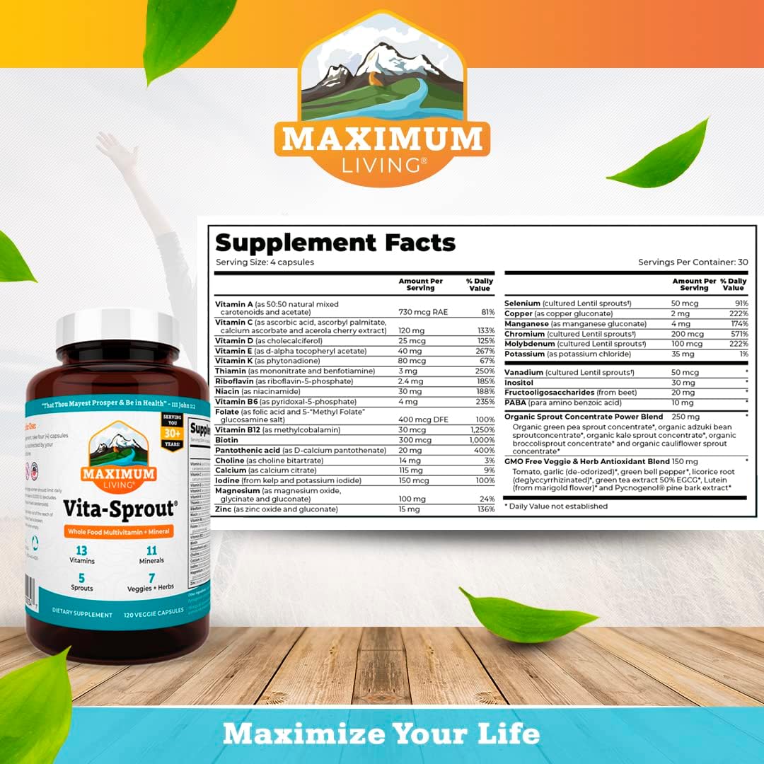 Vita-Sprout Whole-Food Multivitamin & Phytonutrient Blend, 120 Capsules - görsel 2