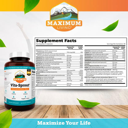 Vita-Sprout Whole-Food Multivitamin & Phytonutrient Blend, 120 Capsules