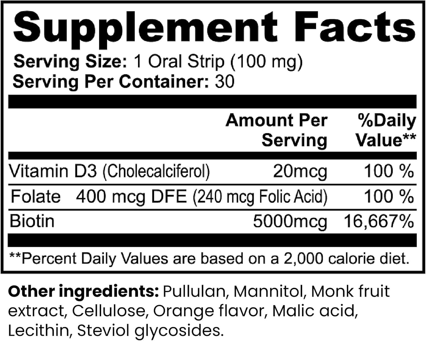 Biotin Oral Dissolving Strips 5000mcg – Sublingual Vitamin B7 – Orange Flavour – 30 Strips - görsel 7