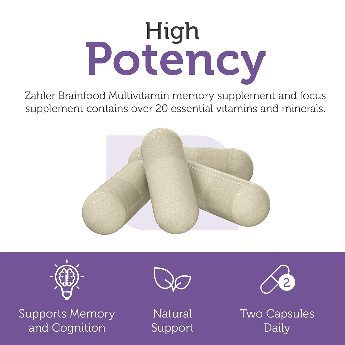 Zahler Brainfood Multivitamin with Lion's Mane and Neurofactor - 60 Capsules - görsel 5