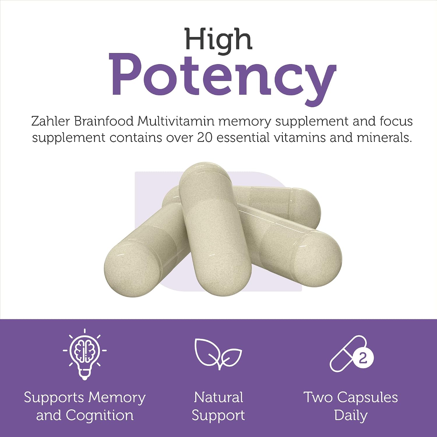 Zahler Brainfood Multivitamin with Lion's Mane and Neurofactor - 60 Capsules - görsel 5