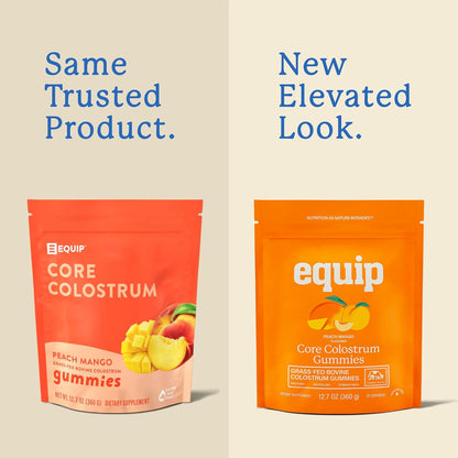 Equip Foods Core Bovine Colostrum Gummies - Peach Mango, 60 Gummies (30 Servings)
