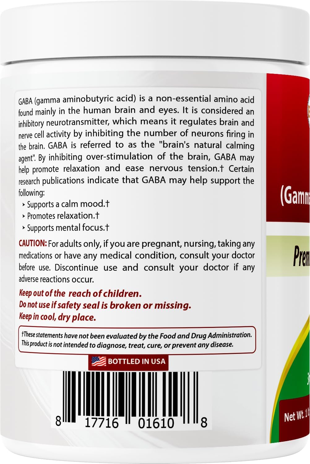 Best Naturals GABA (Gamma Aminobutyric Acid) Pure Powder, 454g - görsel 7