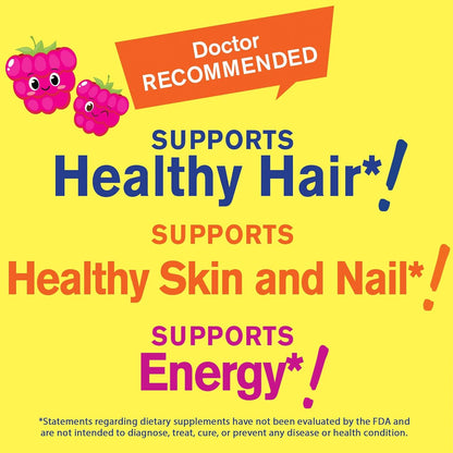 WellYeah Biotin Gummies for Kids 5000 mcg - Supports Hair, Skin and Nails - Natural Flavours - GMO Free, Gluten-free - Gummy for Boys and Girls - 60 Count