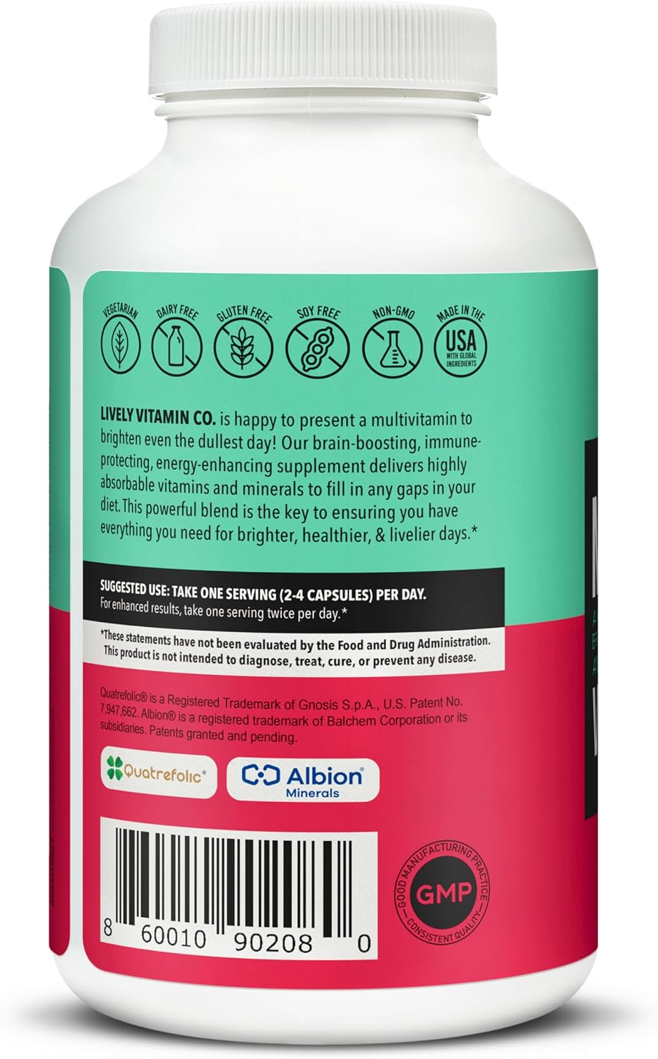 Lively Vitamin Co. Multivitamin - 37 Vitamins, Minerals and Extracts - 240 Vegetarian Capsules - görsel 4