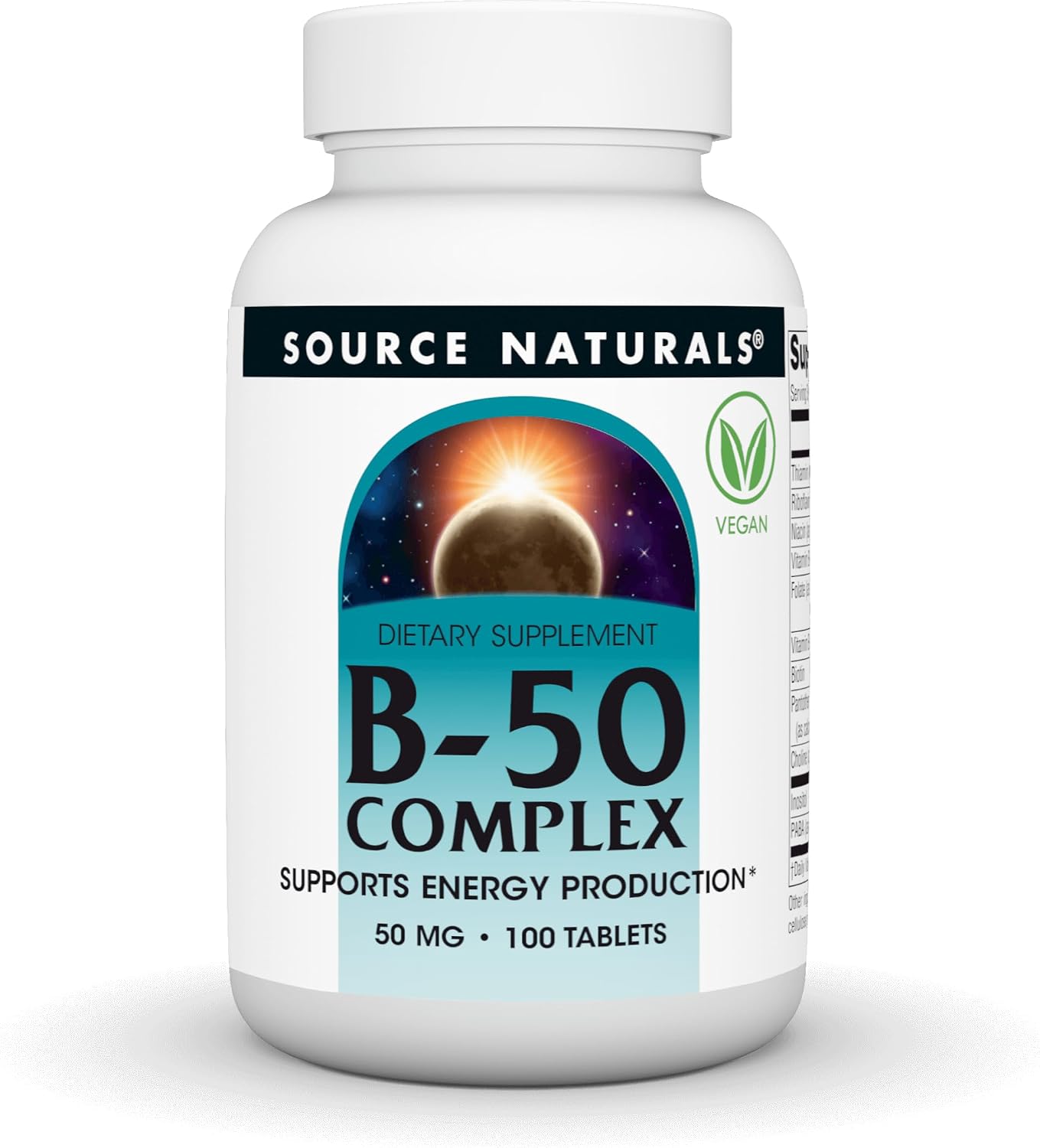 Source Naturals B-50 Complex – Contributes to Normal Energy Metabolism – 50 mg – 100 Tablets - görsel 1