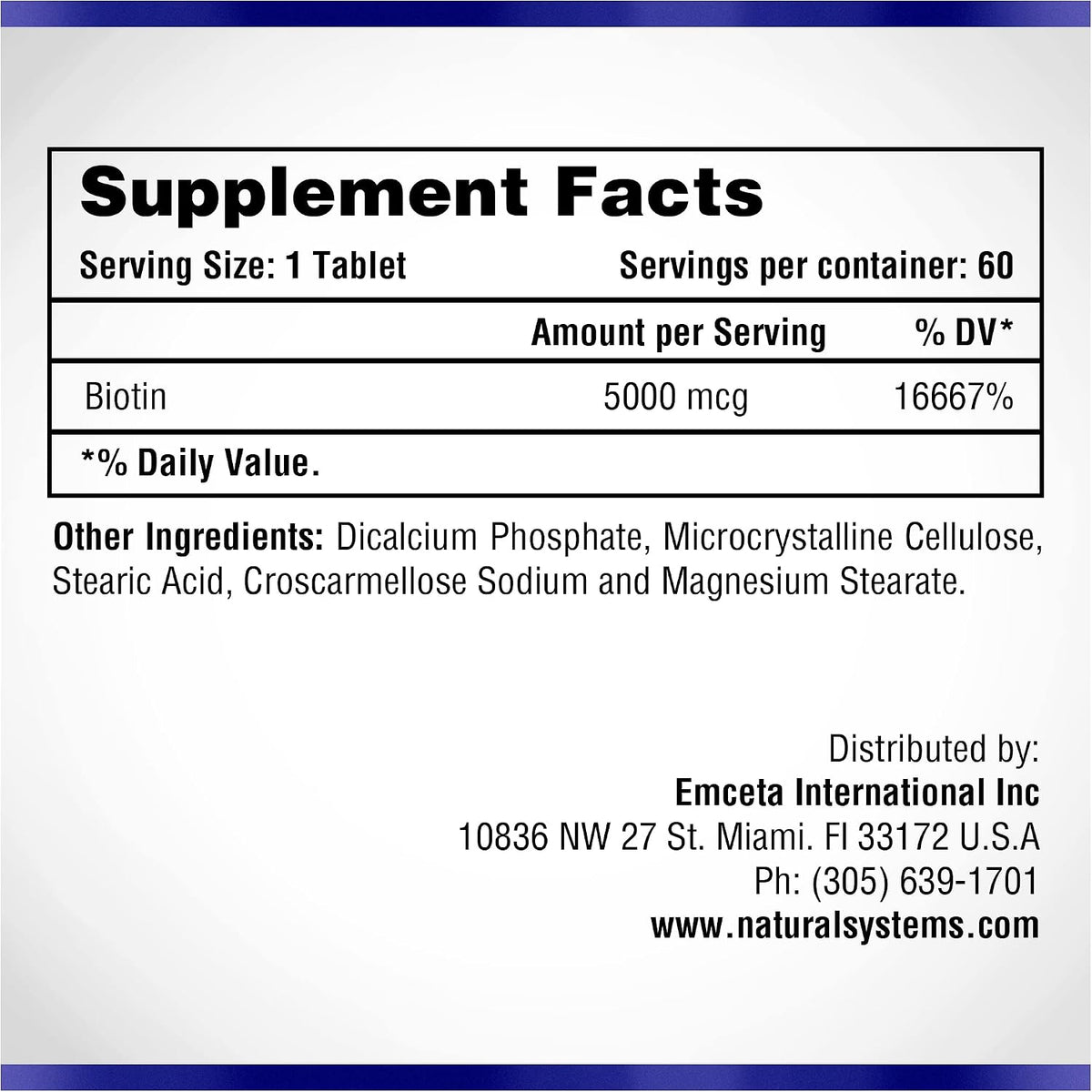 Biotin 60 Tablets 5000 mcg by Natural Systems - görsel 2