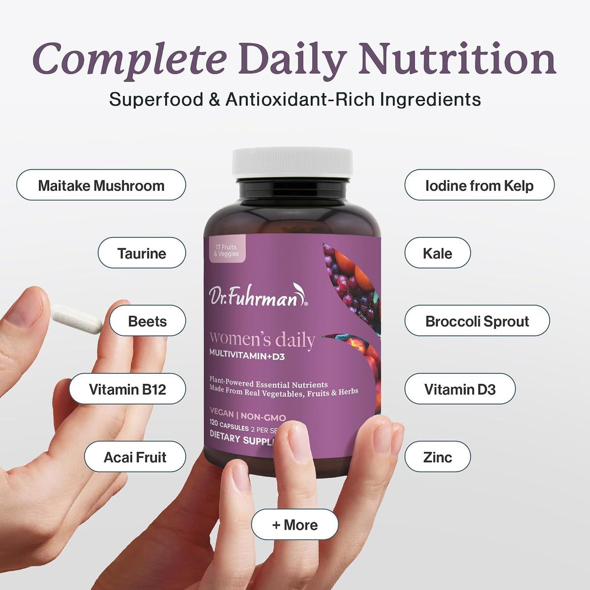 Dr. Fuhrman Women's Multivitamin - Whole – Zinc: Contributes to immune defence, skin health, and wound healing. – Image 3