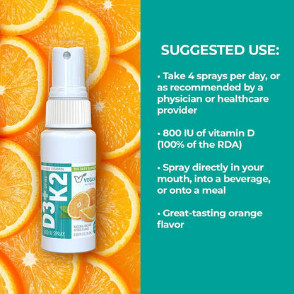 Vitamin D3 and K2 Oral Spray Supplement, 19 ml