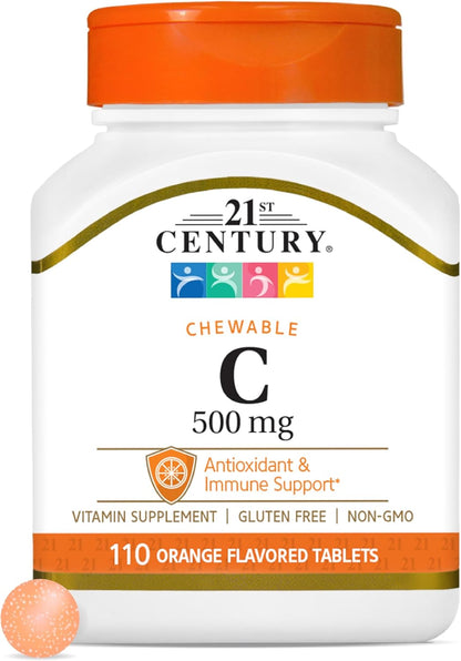 21st Century Vitamin C 500 mg with Rose Hips Tablets, 110 Tablets (Pack of 2)
