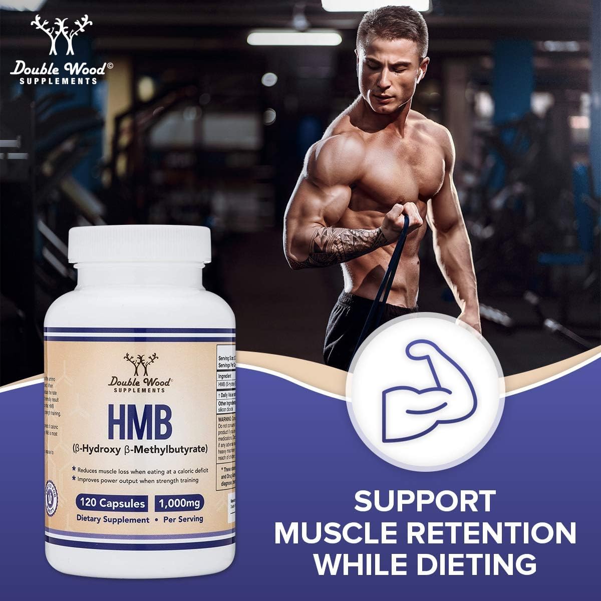 Double Wood Supplements HMB Supplement - 120 Capsules, 1000 mg per Serving - görsel 5