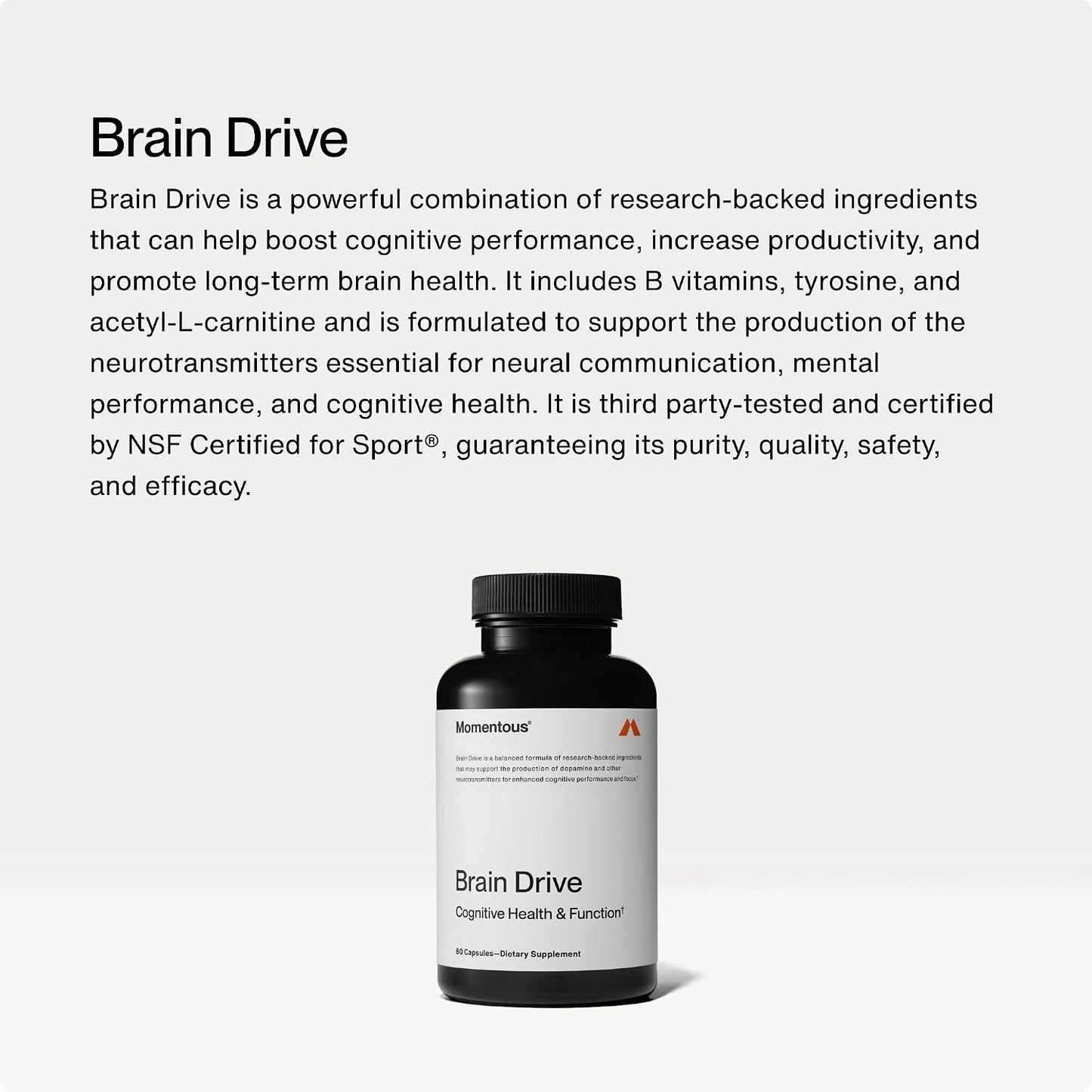 Momentous Brain Drive Nootropic Supplement – Memory & Focus Support, NSF Certified, 30 Servings - görsel 3