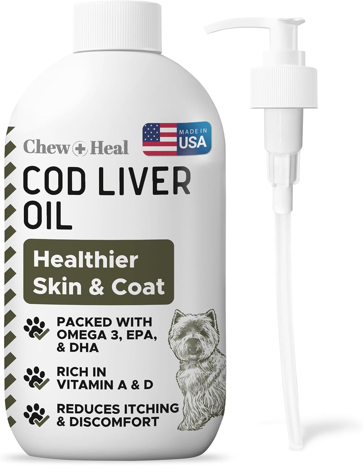 Pure Cod Liver Oil for Dogs - 473 ml - Pump Cap Bottle - görsel 1