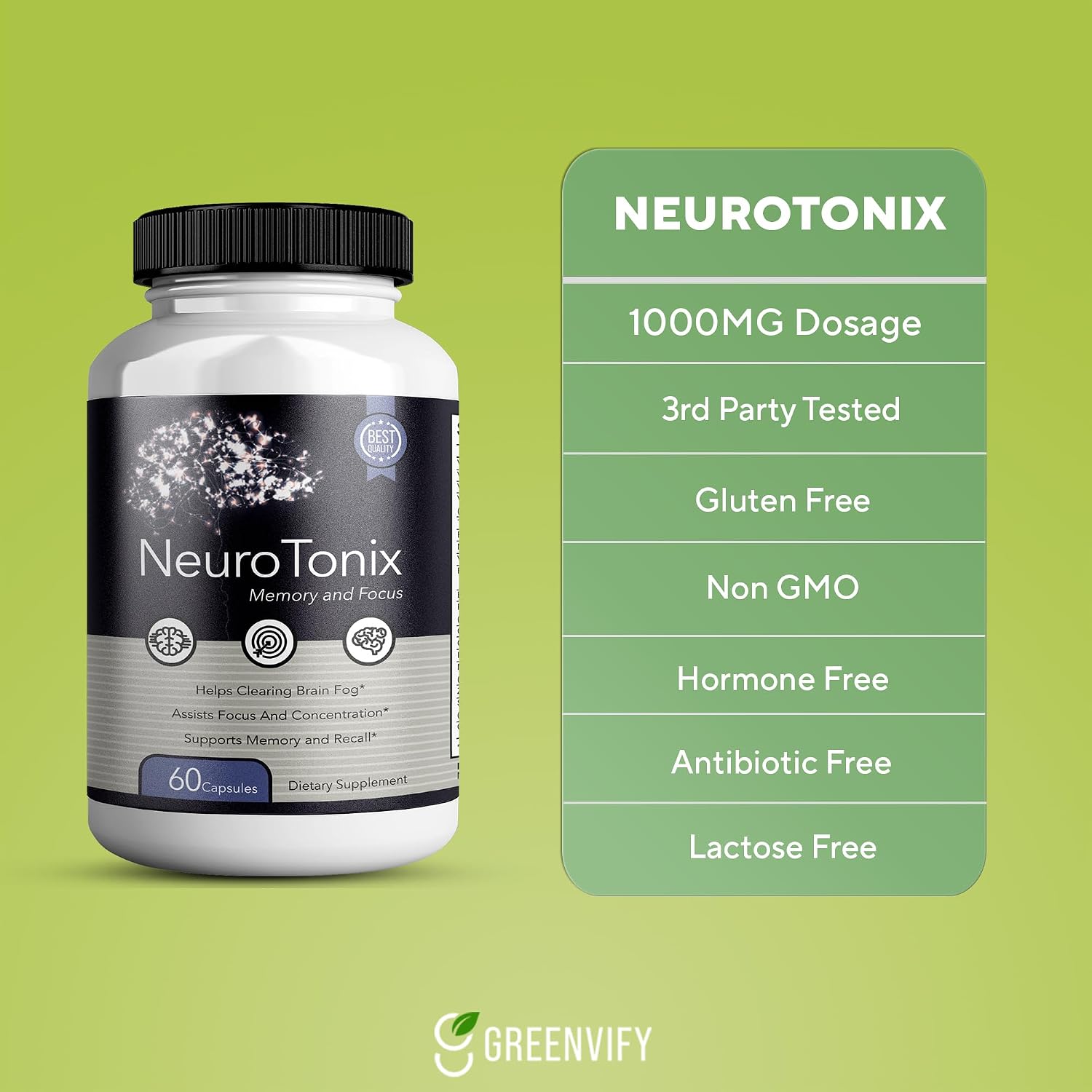 NeuroTonix Brain Support Supplement – for Clearer Thinking and Improved Focus, 60 Capsules - görsel 5