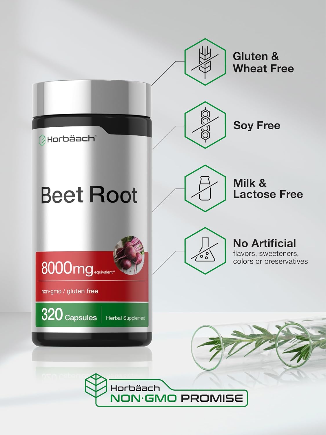 Horbäach Beet Root Powder Capsules | 320 Capsules | High Potency Herbal Extract Supplement - görsel 5