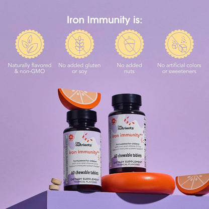 I’m Nutrients Iron Immunity – Kids Iron Supplement with Vitamin C & D3, 60 Chewable Tablets