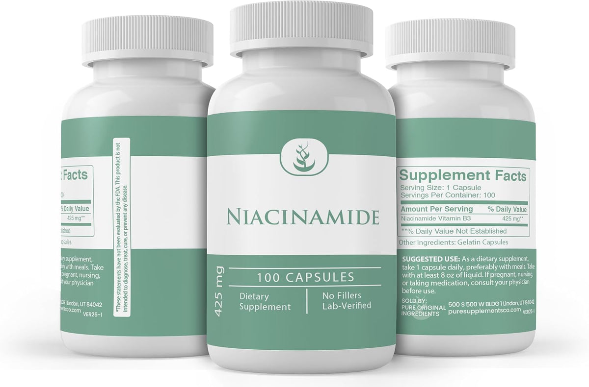 Pure Original Ingredients Niacinamide (Vitamin B3), Pure, No Additives Or Fillers, Lab Verified - görsel 4