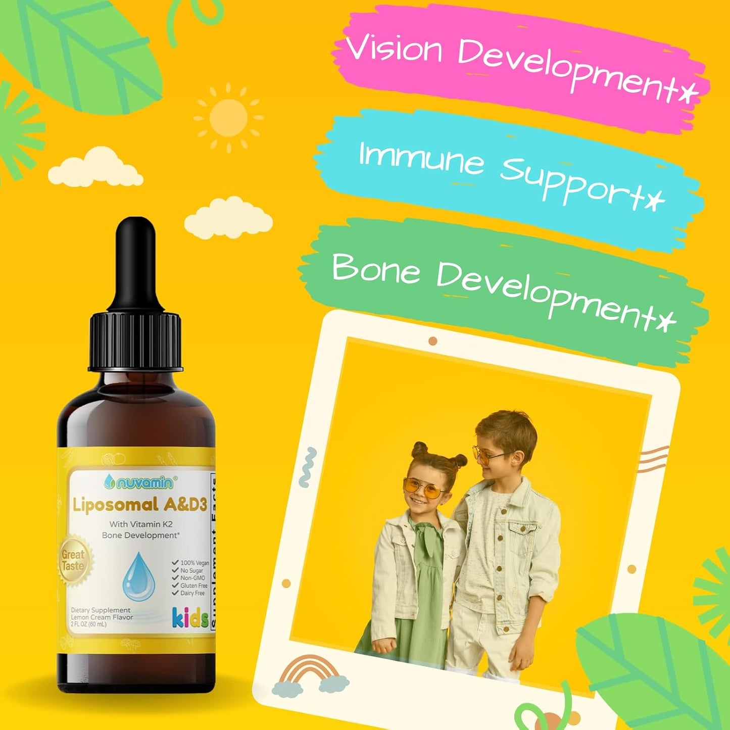 Nuvamin Liquid Liposomal Vitamin A & D3 Drops with K2 – 60 ml – Lemon Flavour - görsel 4