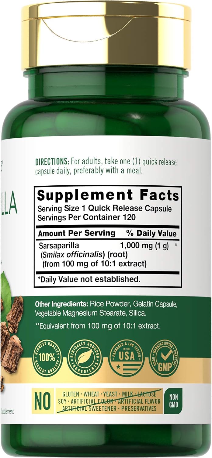 Carlyle Sarsaparilla Root Extract Supplement | 120 Capsules | Traditional Herbal Formula - görsel 2