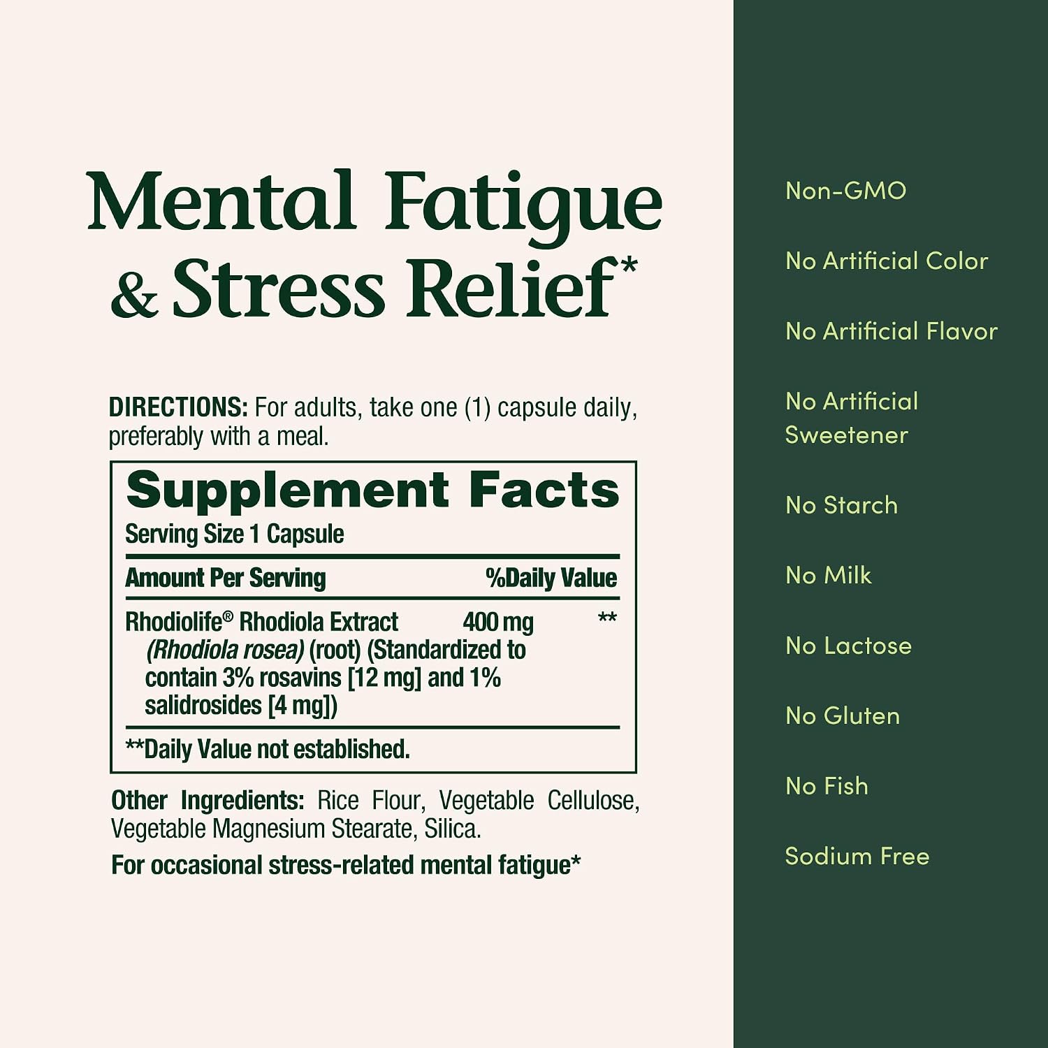 Nature's Bounty Rhodiola 400 mg, 30 Capsules – Mental Fatigue & Stress Support - görsel 5