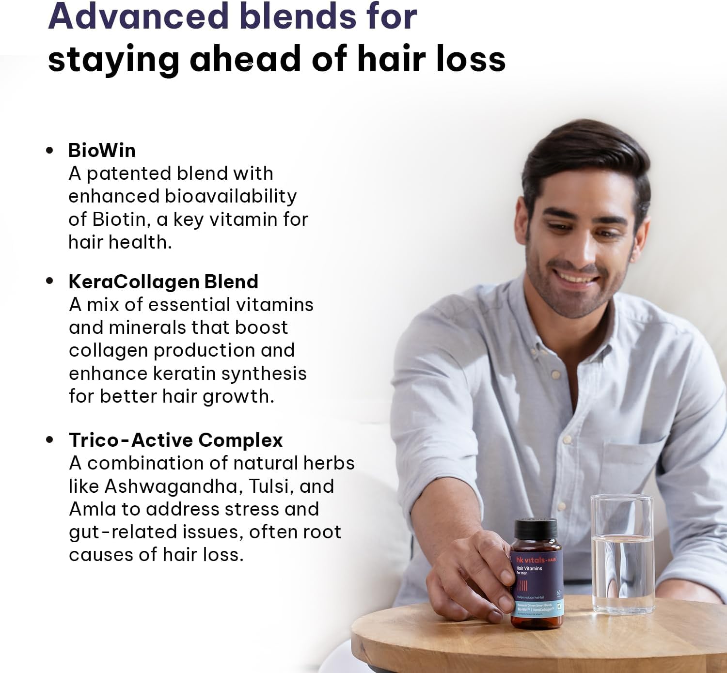 Vitals Hair Vitamin with DHT Blockers | Omega and Biotin (60 Capsules) - görsel 5
