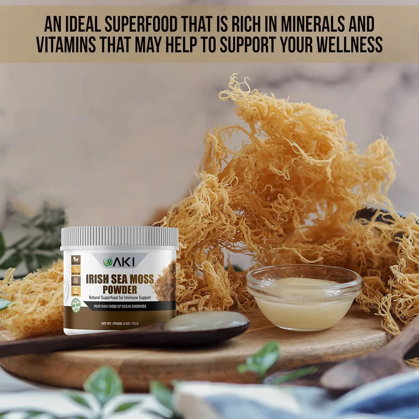 AKI Irish Sea Moss Powder – Rich in 92 Essential Minerals & Vitamins, Vegan, Non-GMO (170 g) - görsel 5