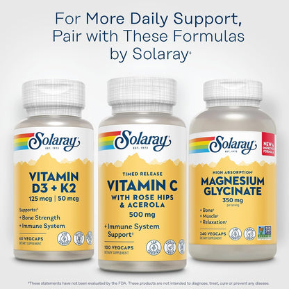SOLARAY Vitamin C with Rose Hips – Timed Release Capsules, 500 mg, 100 Count