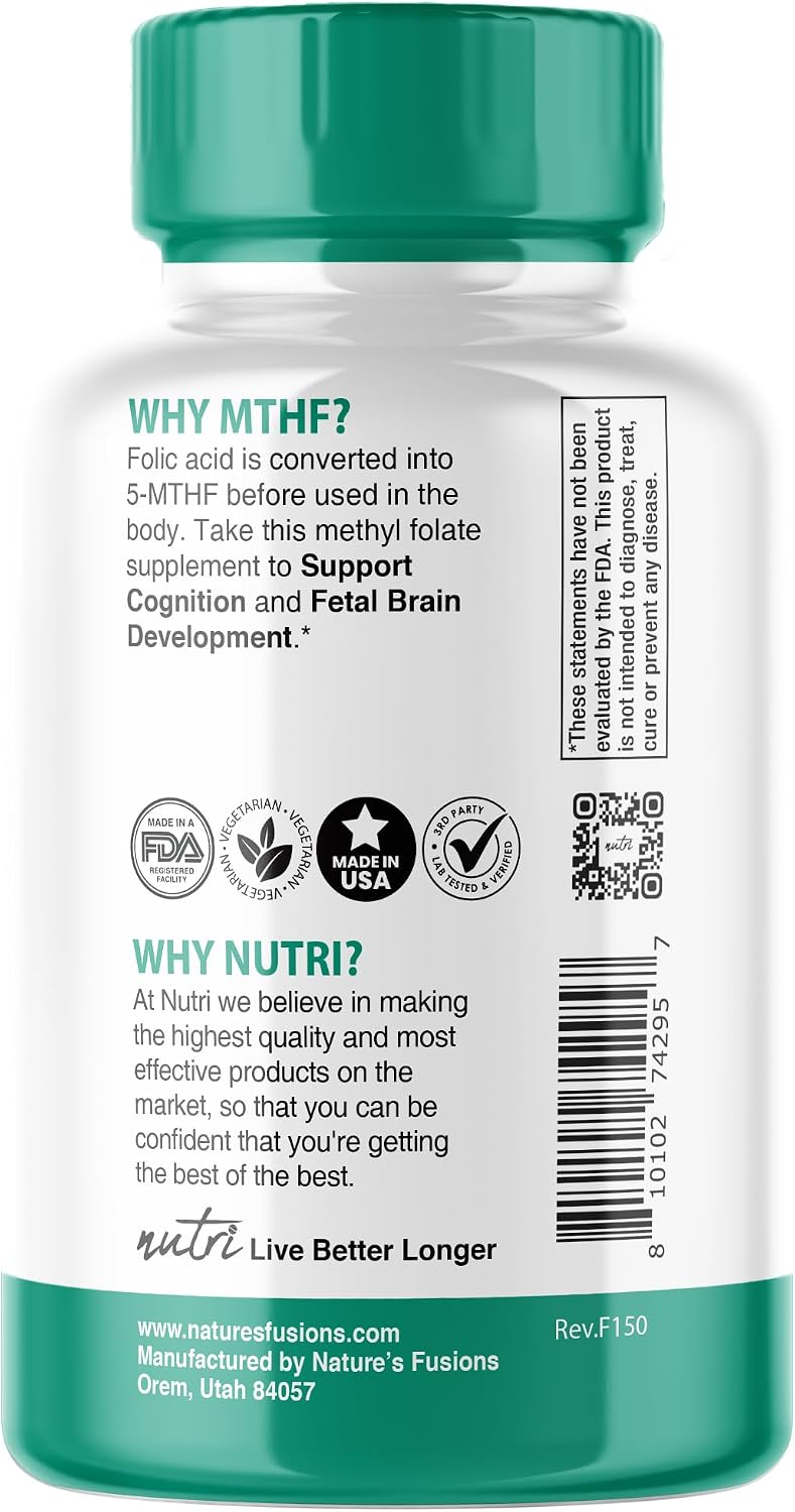 Nutri 5-MTHF L-Methylfolate 1 mg, 120 Vegan Tablets - görsel 3